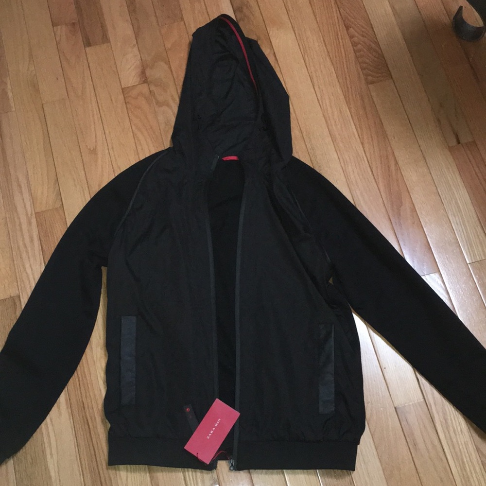 NEW MENS ZARA Black Windbreaker